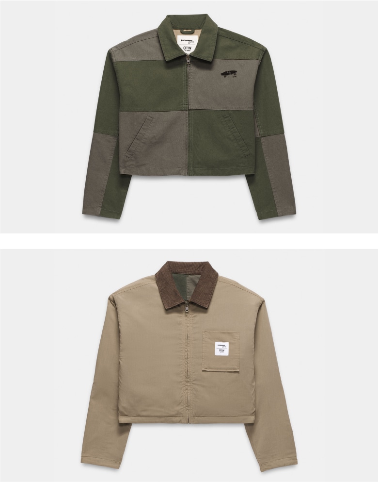 OTW by Vans x Hommegirls cropped jacket in khaki and army green