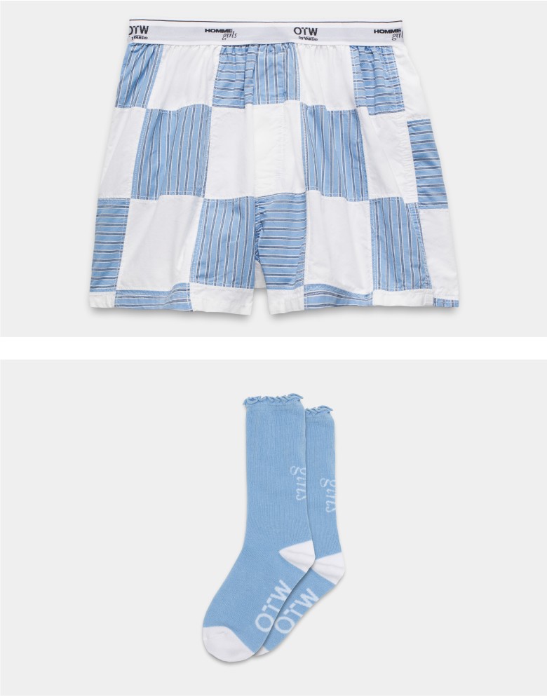 OTW by Vans x Hommegirls boxers and socks in white and baby blue