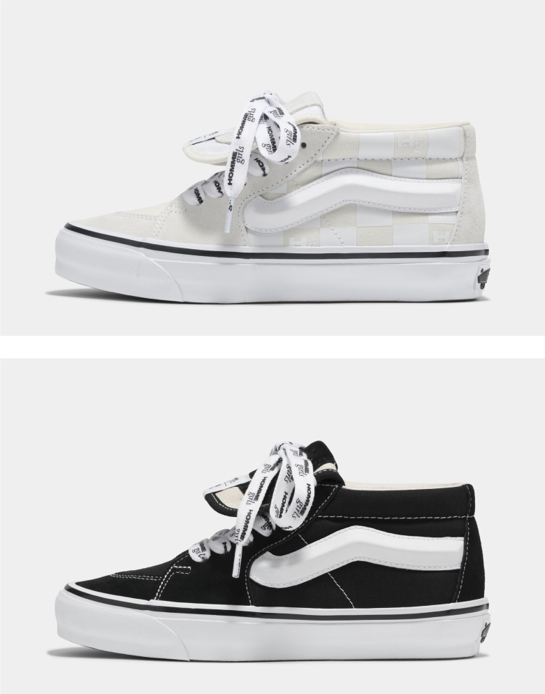 OTW by Vans x Hommegirls black and white sk8-mid shoes