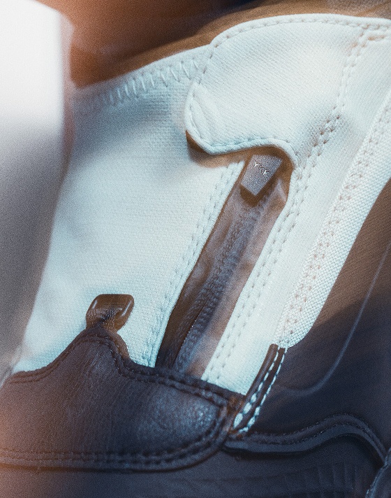 A close-up of the TNF FlashDry Liner on the Infuse snowboard boot.