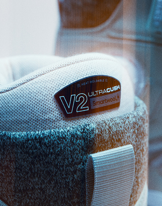 A close-up of the Smartwool Liner on the Luna Pro snowboard boot.