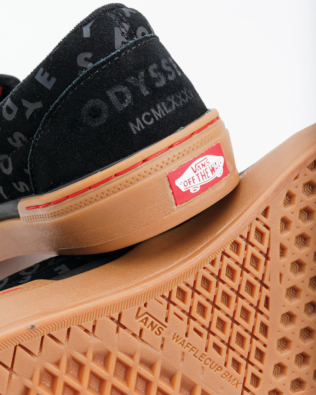 Closeup of the heel and bottom of the BMX Slip-On Wafflecup shoe.