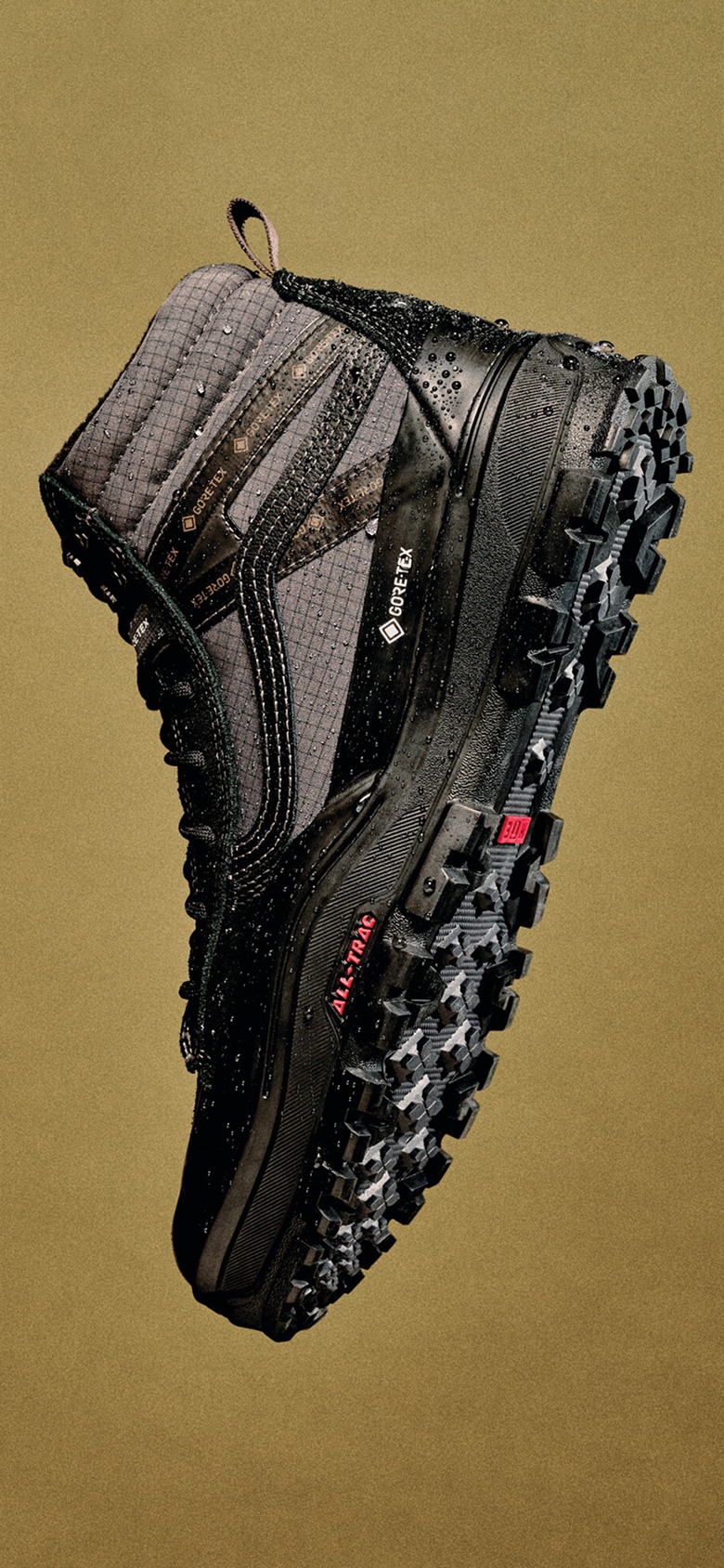 A close-up of the black Sk8-Hi GORE-TEX.