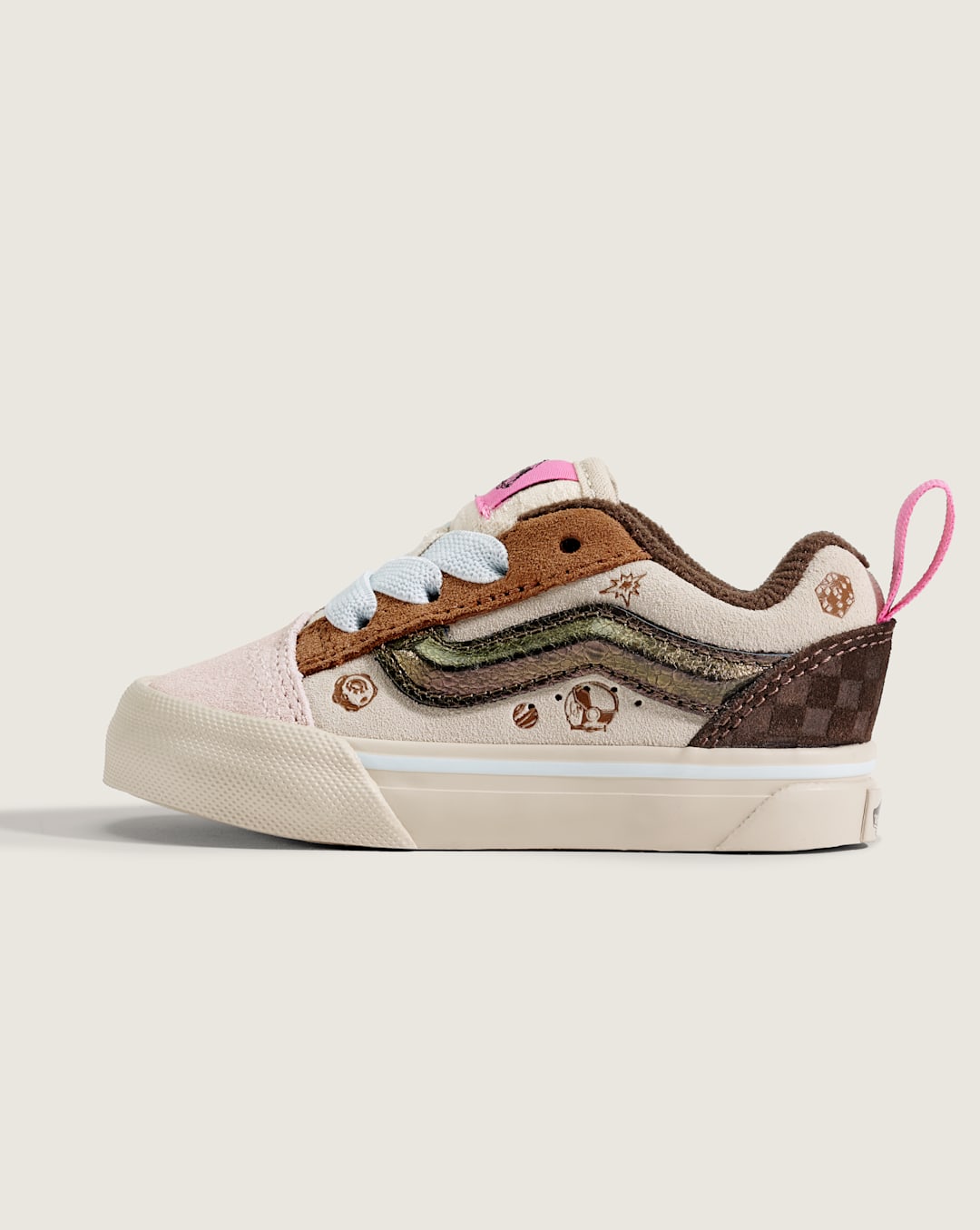 Vans Space Molly toddler shoe featuring space graphics and pink pull tab.