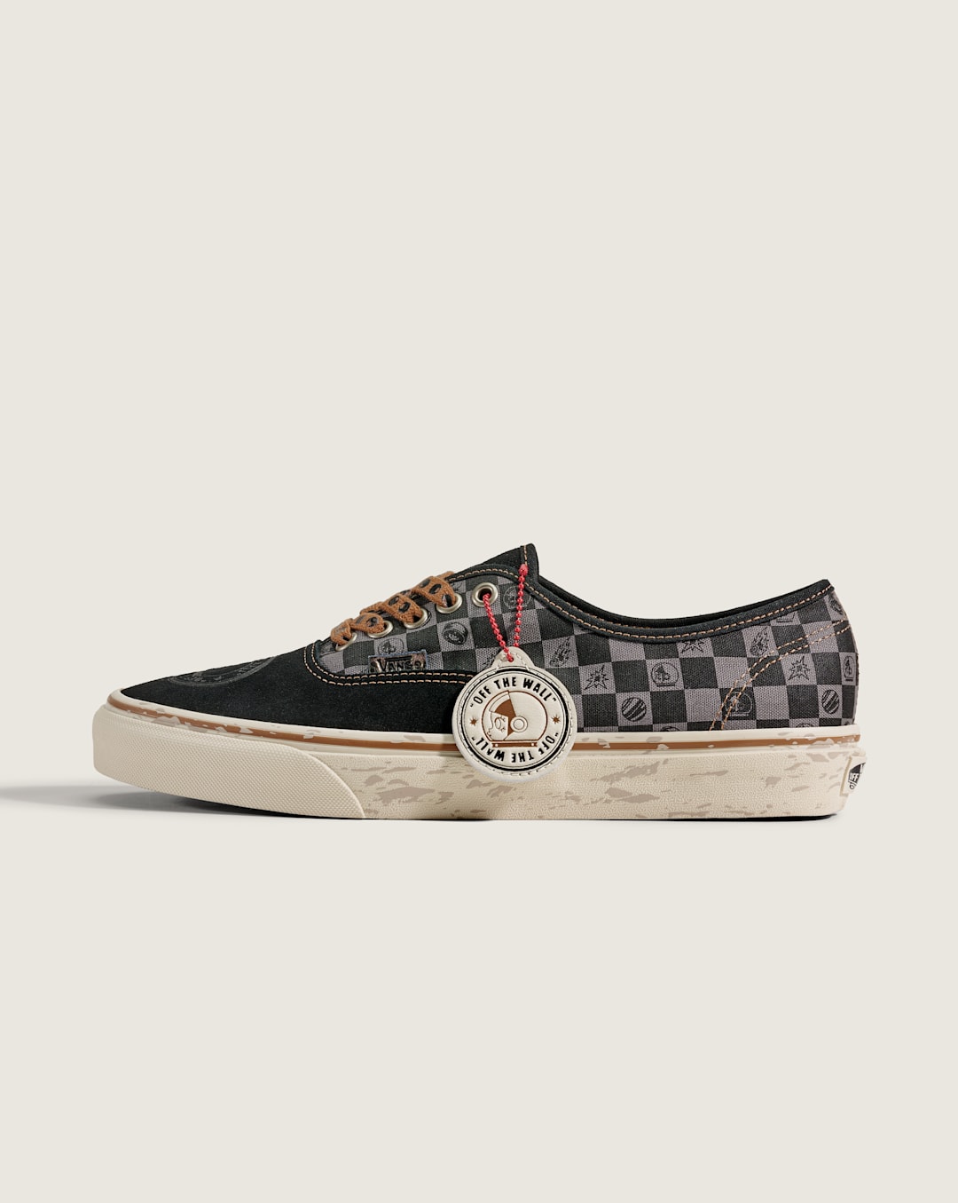 Vans × Space Molly Authentic sneaker in black checkerboard with brown laces