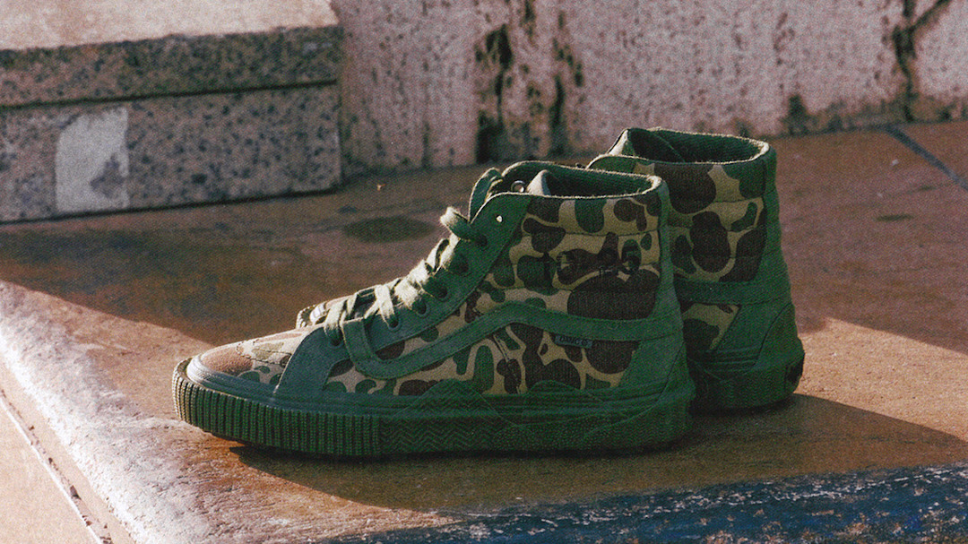 OTW by Vans X OAMC X WTAPS shoes on stone stairs.