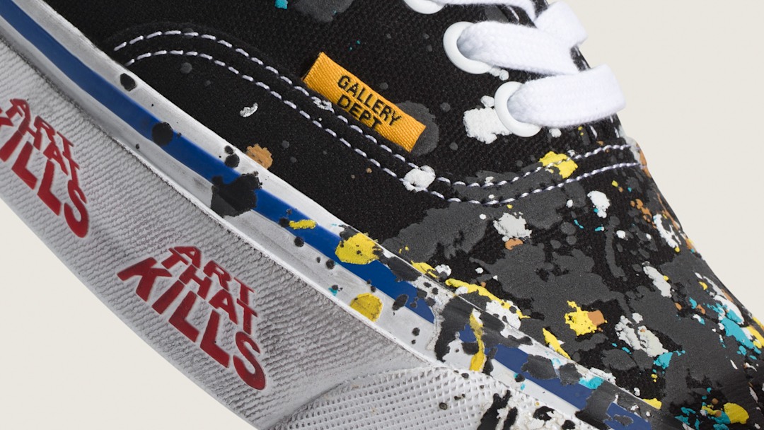 Close-up of the OTW by Vans X Gallery Dept. shoe.