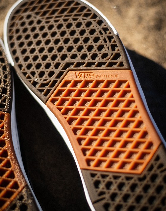 Extreme close up of the texture of the WaffleCup on the sole of the Skate Old Skool WaffleCup.
