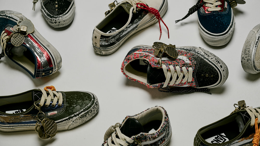 Vans Authentic and Old Skool Charm pack laid out on a white background.