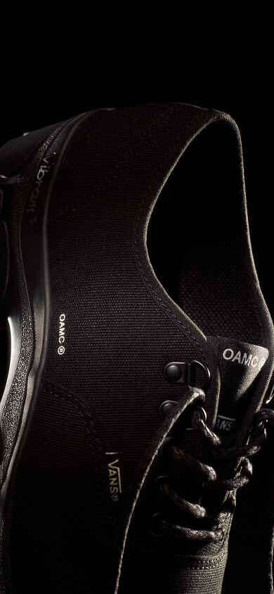 Close up of the black OTW by Vans x OAMC authentics.