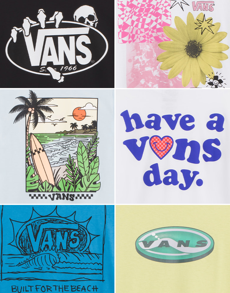 Close-ups of new designs from graphic tees in a grid.