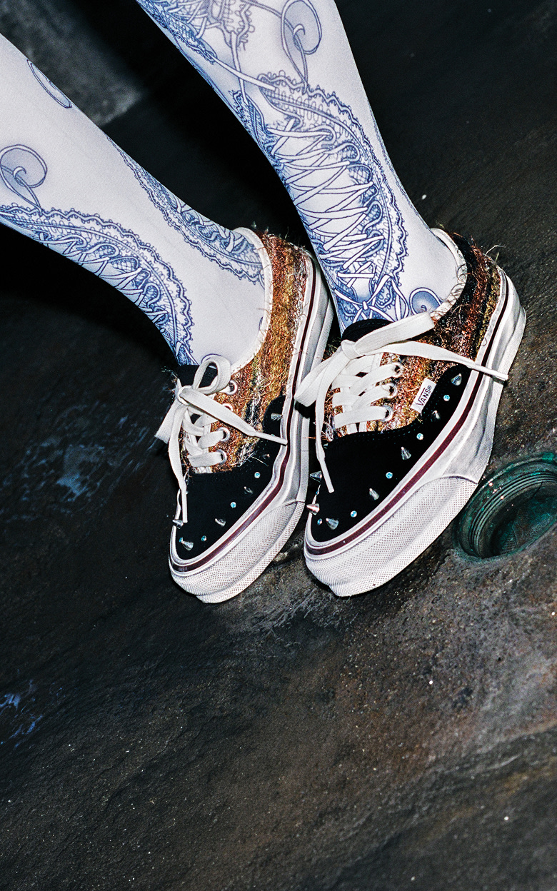 Close-up on the spikes and mohair on Ecca Vandal’s Authentic from the Worn Loud collection.