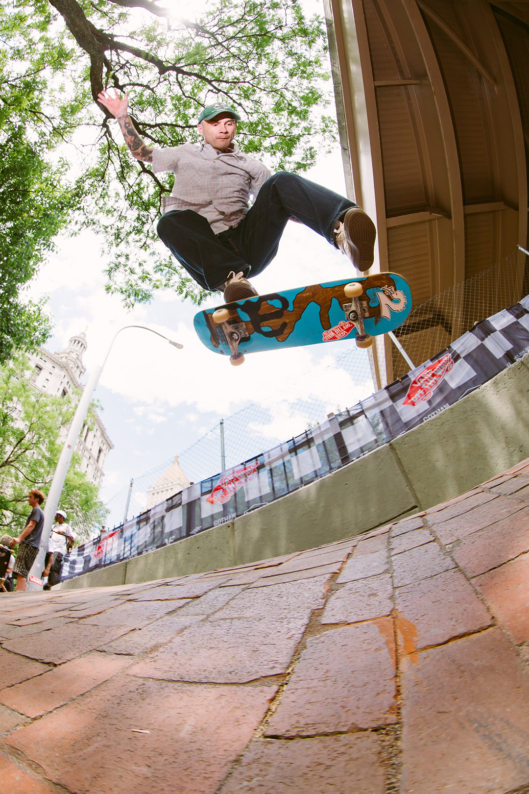 A skateboard athlete doing a flip trick at the Vans Go Skateboarding Day Event 2026