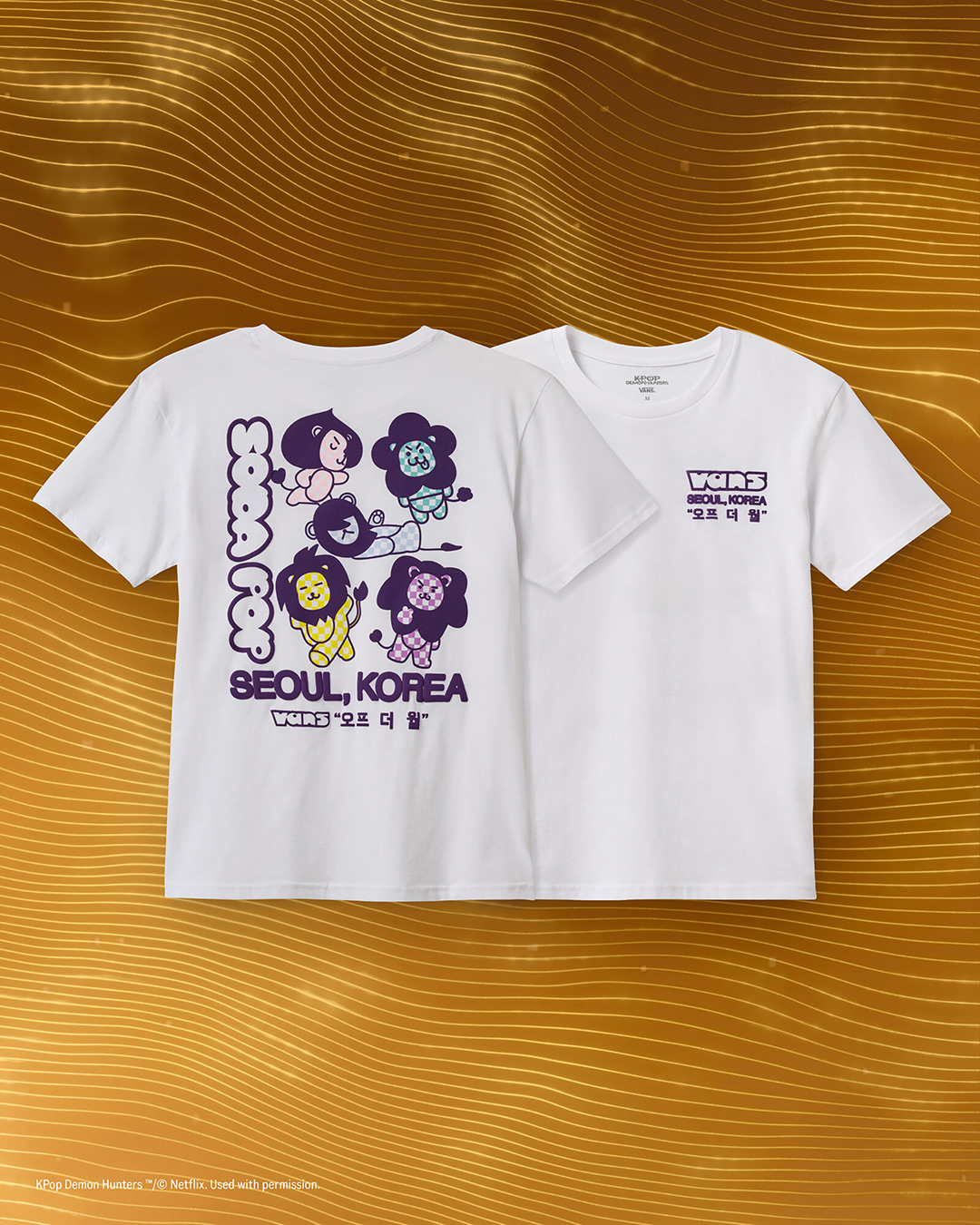 Lay flat image of one of the shirts from the Vans x KPop Demon Hunters Golden Collection.