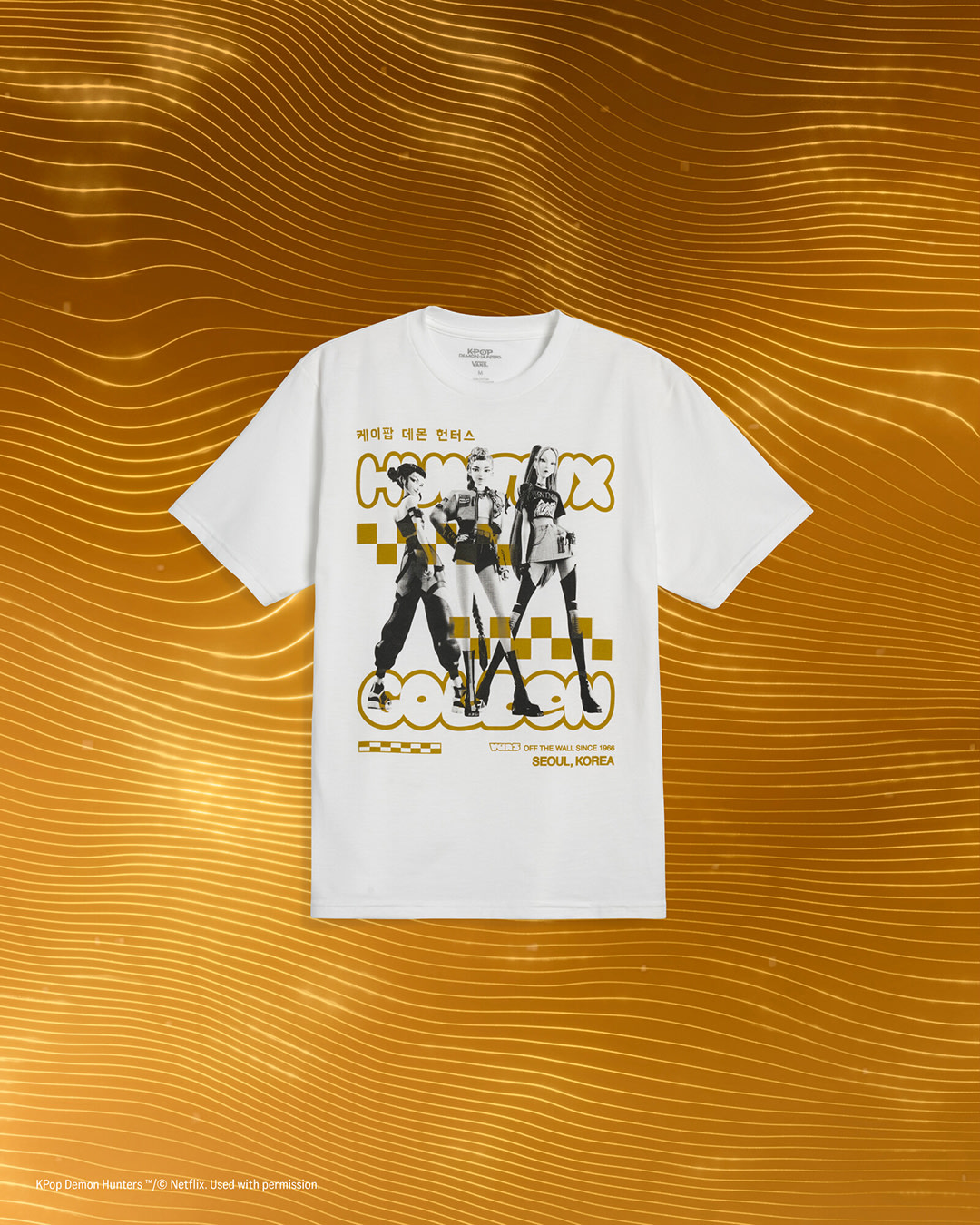 Lay flat image of one of the shirts from the Vans x KPop Demon Hunters Golden Collection.