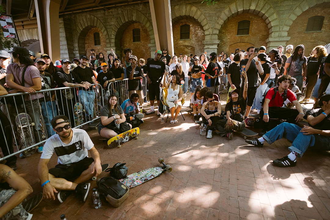 A crowd of people gather to wait for the Vans Go Skateboarding Day Event 2026