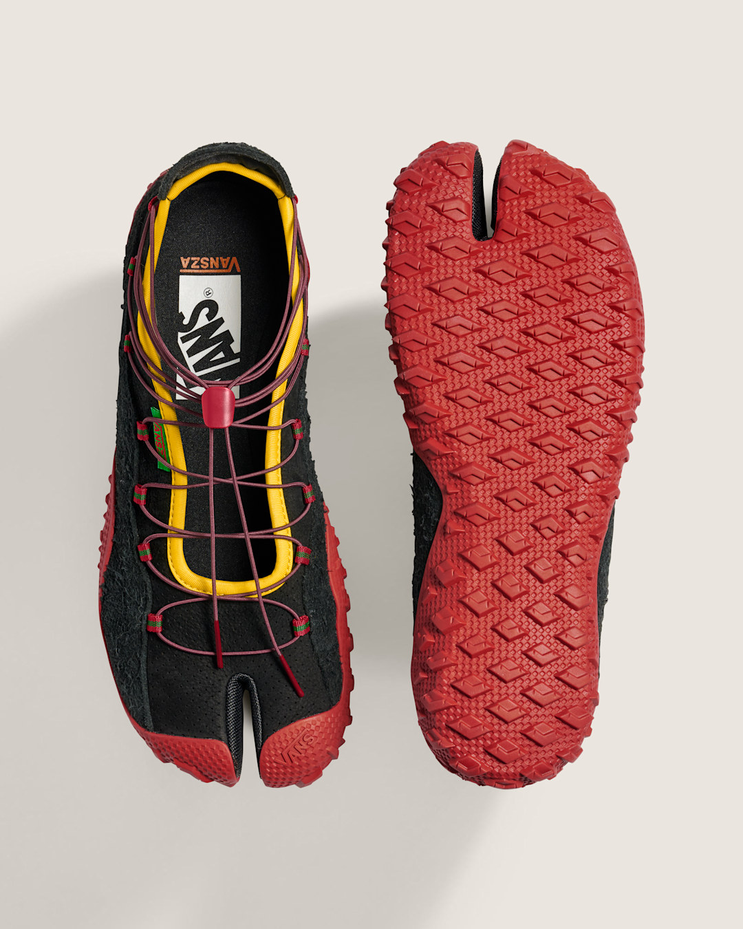 Vansza LX Tabi Hiker in black and red