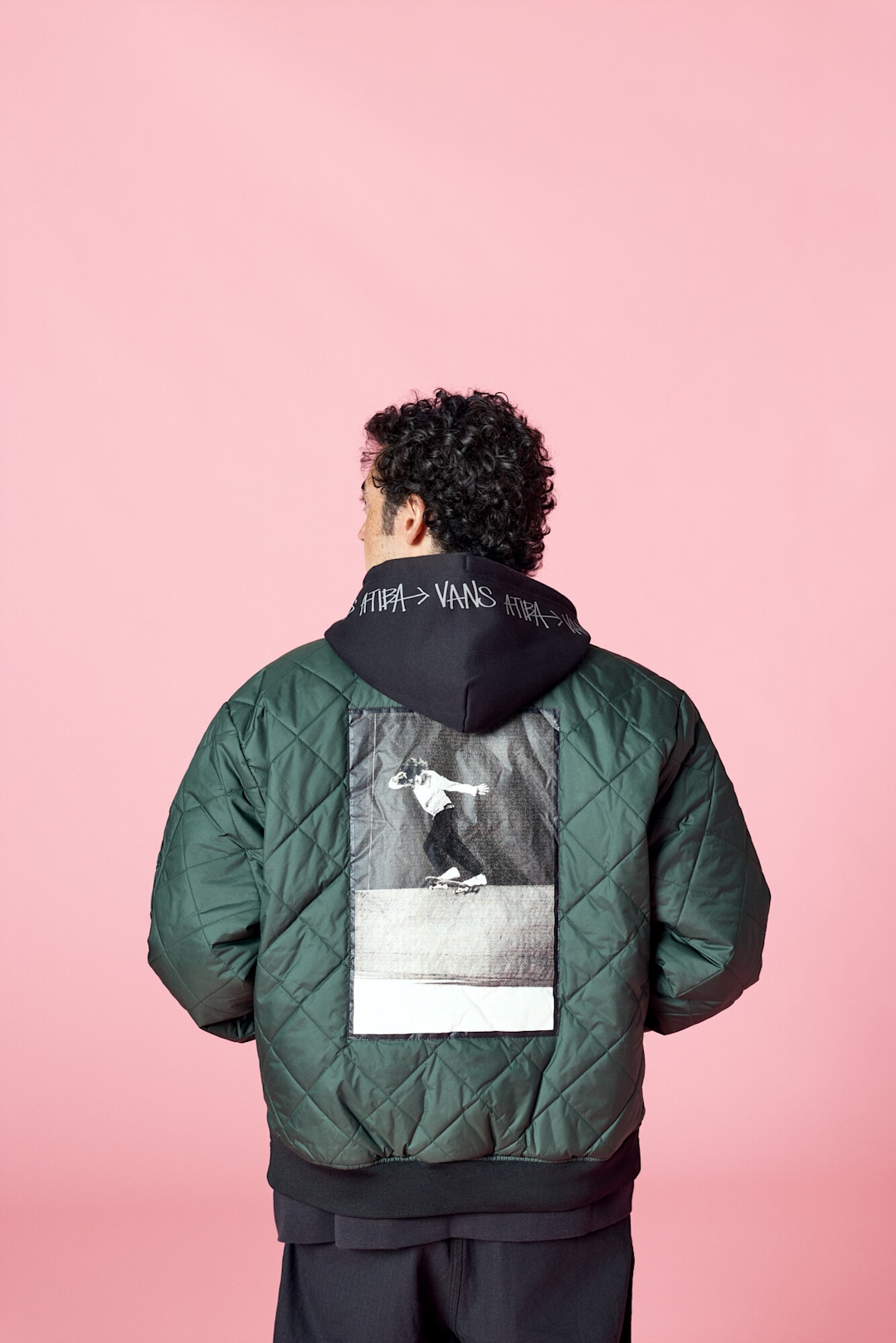 Rowan Zorilla wearing Vans x Atiba Cargo Hoodie in black.