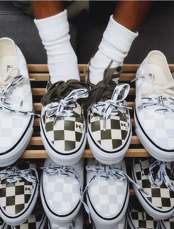 OTW by Vans x HommeGirls checkerboard authentic shoes in white and brown