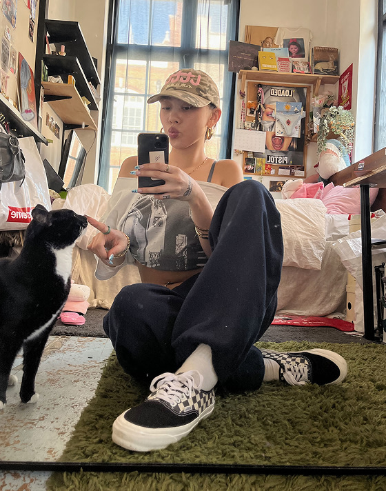 A girl taking a selfie. 