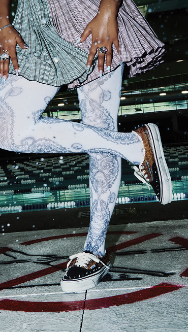 Close-up on the spikes and mohair on Ecca Vandal’s Authentic from the Worn Loud collection.