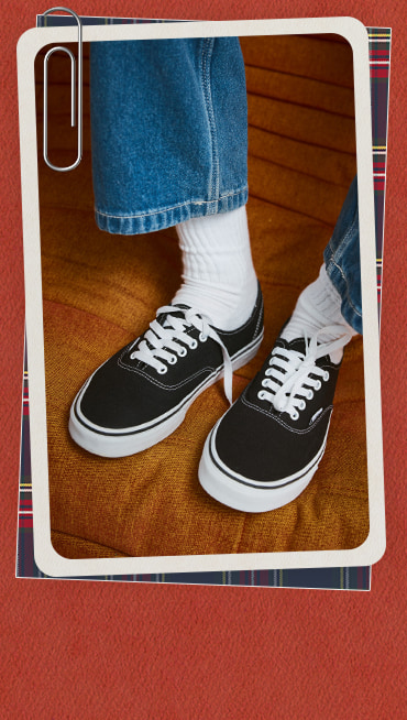 A young woman walks, dances, and styles her Cinched Check 5 Baggy blue jeans with Karina Rozunko’s Premium Old Skool.