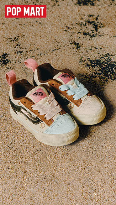 An overhead shot of the kids’ Vans and Space Molly collaboration Knu Skool on the set of a space-themed shoot.