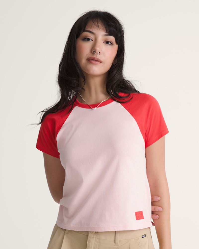 Женская футболка Vans Gracie Raglan, цвет: Коралловый пудровый розовый — фото 3