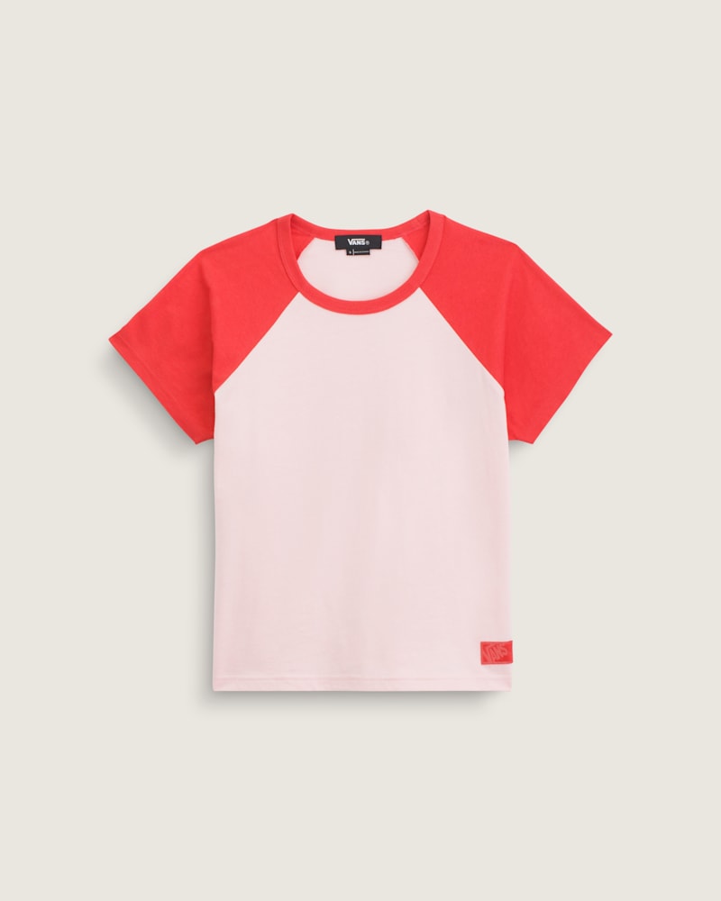 Женская футболка Vans Gracie Raglan, цвет: Коралловый пудровый розовый