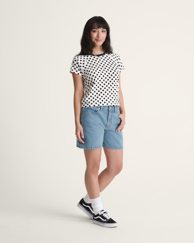 Женские шорты Vans Check-5 Mid Rise, цвет: Стоунвош синий — фото 4