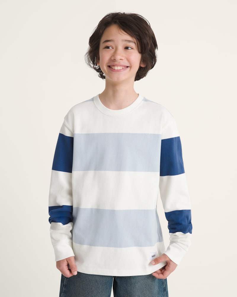 Детский топ Vans Rugby Stripe Long Sleeve Knit, цвет: Мягкий сланцевый синий — фото 3