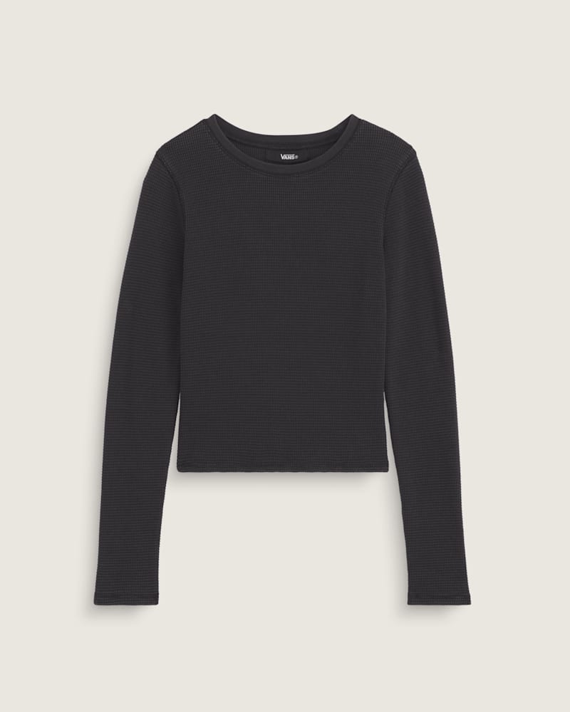 Женская рубашка Vans Teri Waffle Long Sleeve, цвет: Чёрный