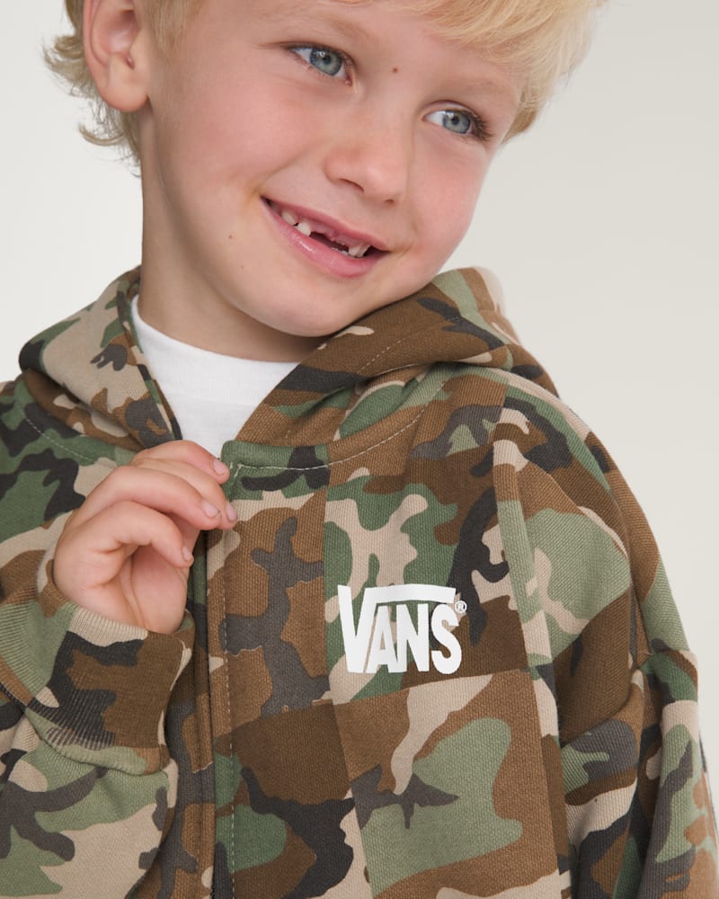 Детское худи Vans Checker Camo Full Zip, цвет: Камуфляжный зелёный / Серый — фото 5