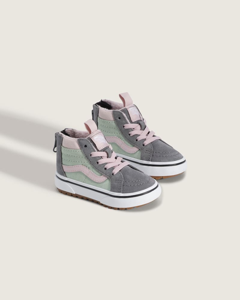Кроссовки Vans Sk8-Hi Zip Insulated Shoe для малышей, цвет: Оловянный бежевый мятный зелёный — фото 2