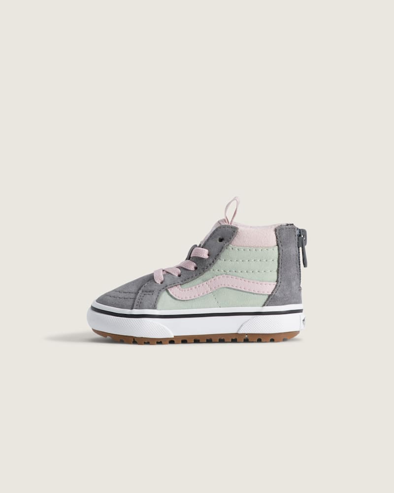 Кроссовки Vans Sk8-Hi Zip Insulated Shoe для малышей, цвет: Оловянный бежевый мятный зелёный