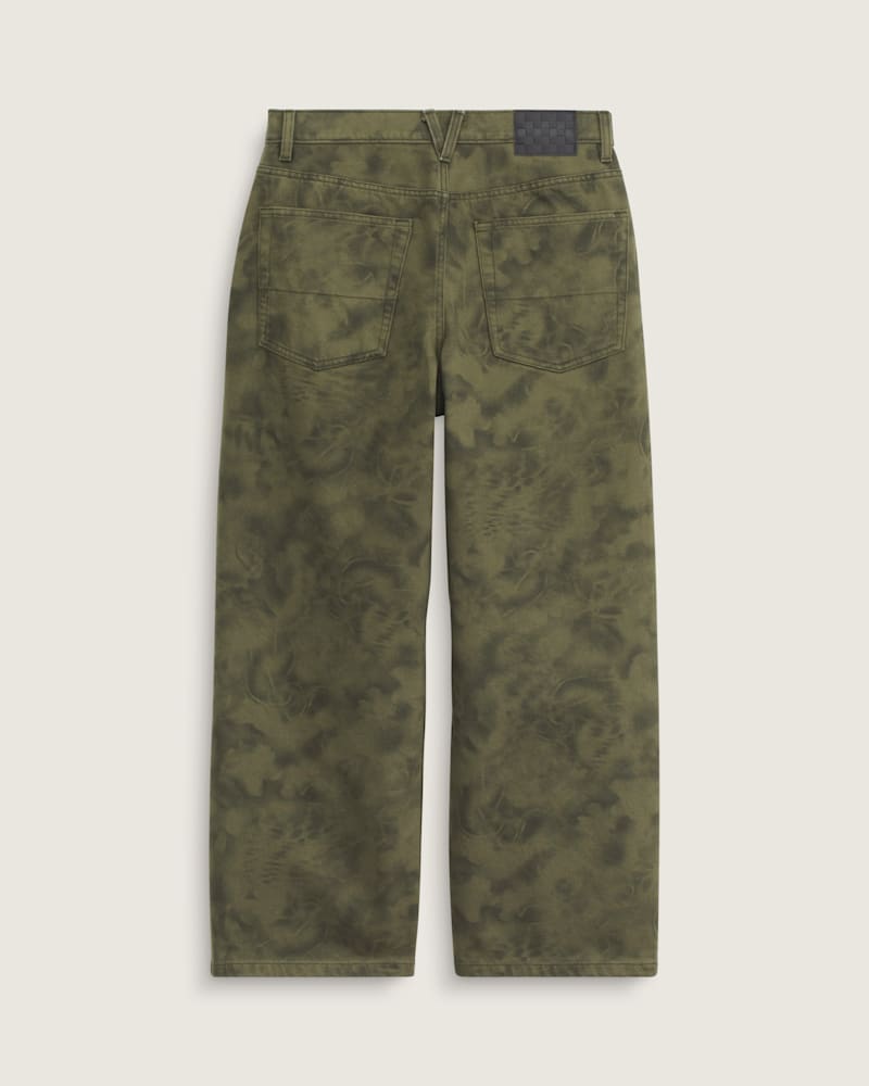 Мужские брюки Vans Check-5 Baggy Printed Denim Pant, цвет: Оливковый зелёный / Обсидиановый зелёный — фото 3