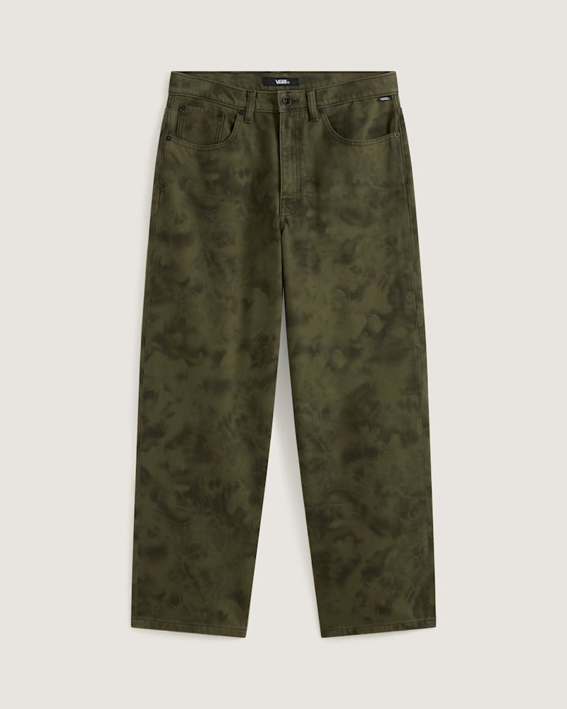 Мужские брюки Vans Check-5 Baggy Printed Denim Pant, цвет: Оливковый зелёный / Обсидиановый зелёный