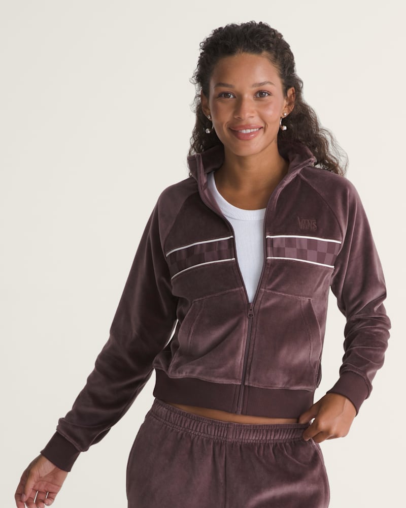 Женская куртка Vans Nikita Velour Track Jacket, цвет: Коричневый — фото 3