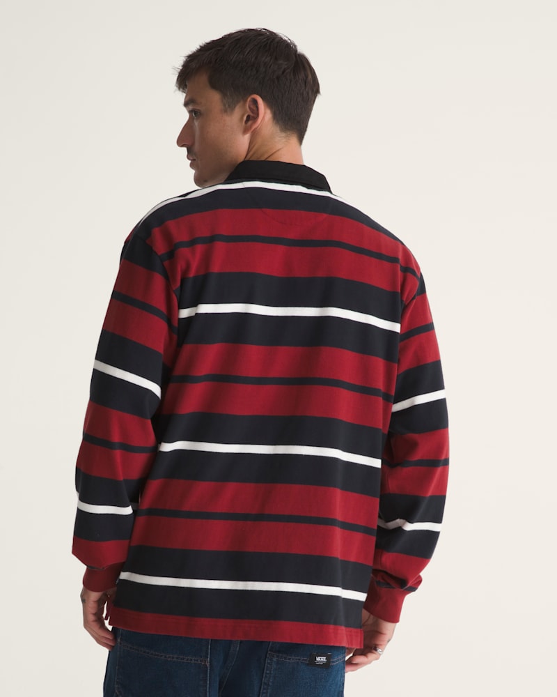 Мужской топ Vans Fly High Rugby Long Sleeve, цвет: Бордо красный — фото 4