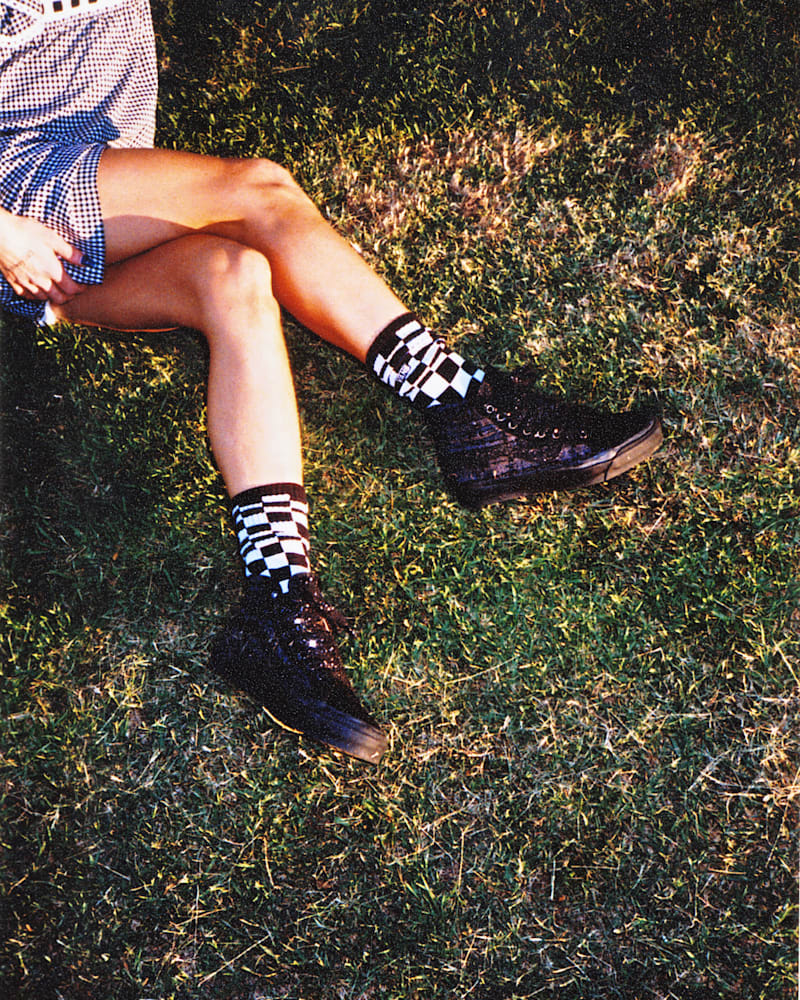Носки Checkerboard, средней высоты — Vans, цвет: Чёрный белый — фото 3