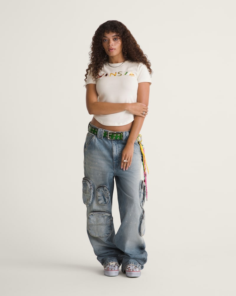 Женские брюки Vans Vansza Multi-Pocket Denim, цвет: Светлый стоунвош синий — фото 4