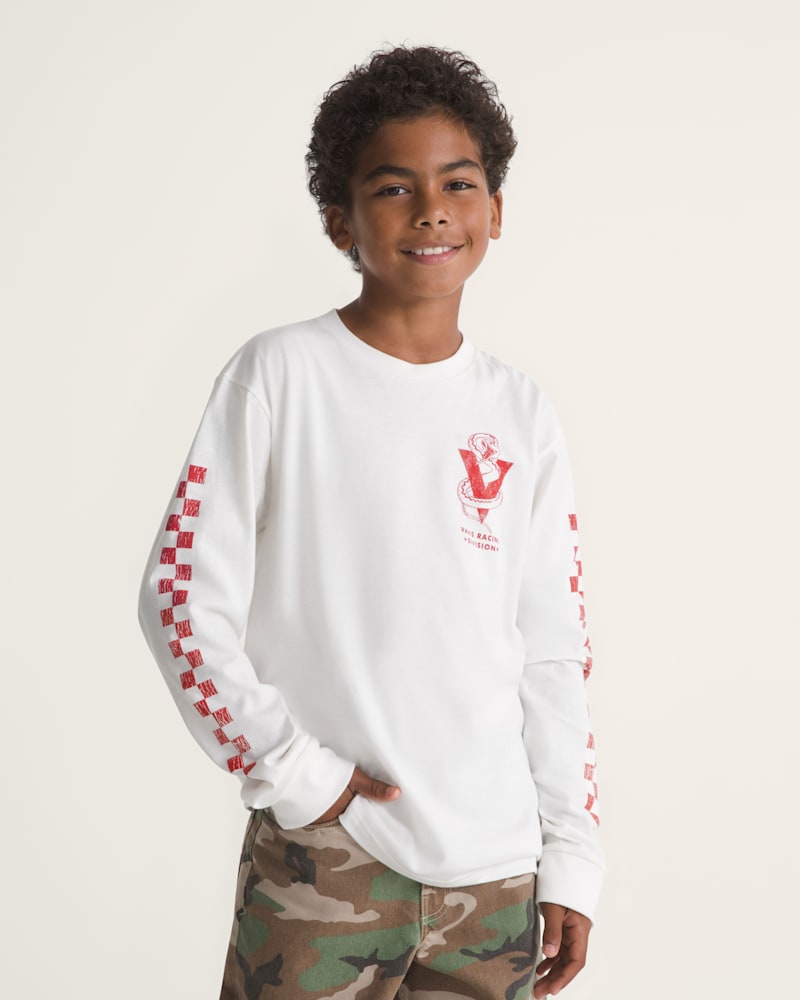 Детская футболка Vans Snake 66 Long Sleeve, цвет: Зефирный белый — фото 3