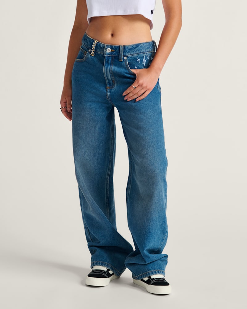 Женские брюки Vans Sirelle Embroidered Denim Pants — фото 3