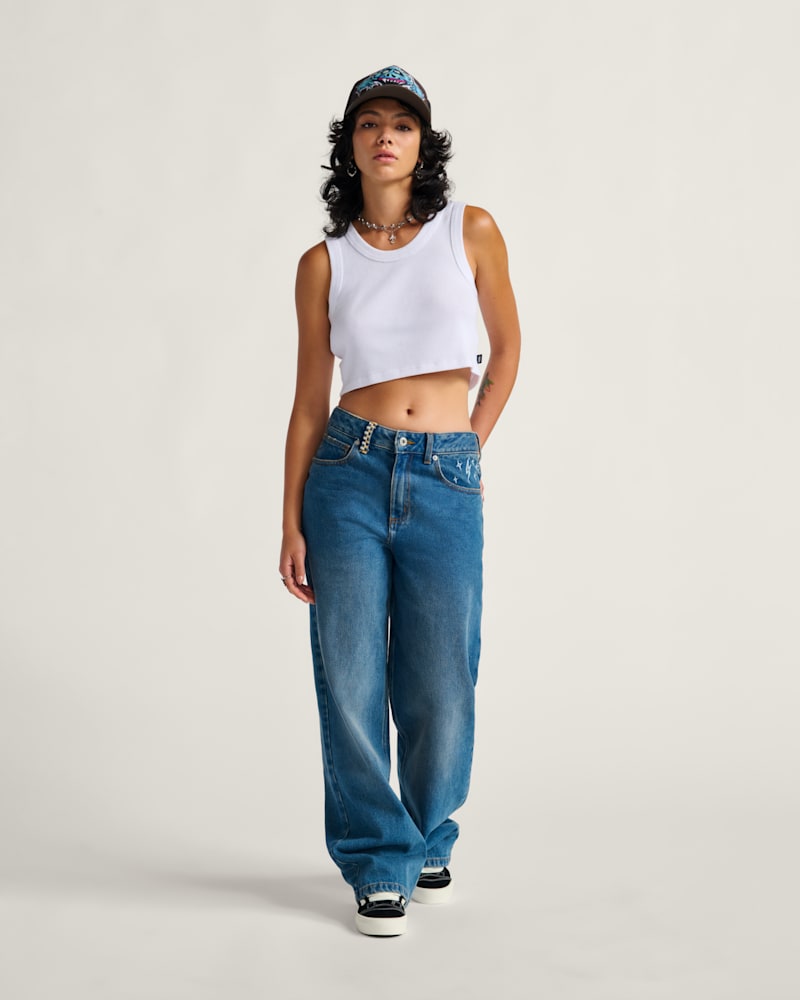 Женские брюки Vans Sirelle Embroidered Denim Pants — фото 4