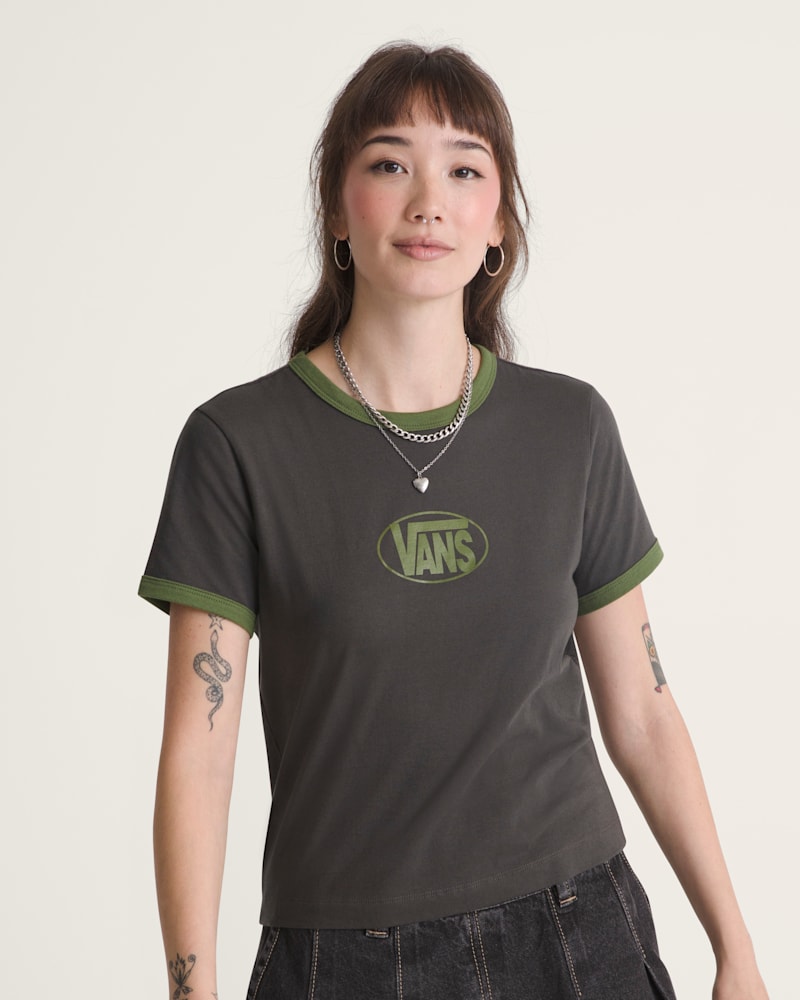 Женские футболки Vans Circle V Ringer T-Shirt — фото 3