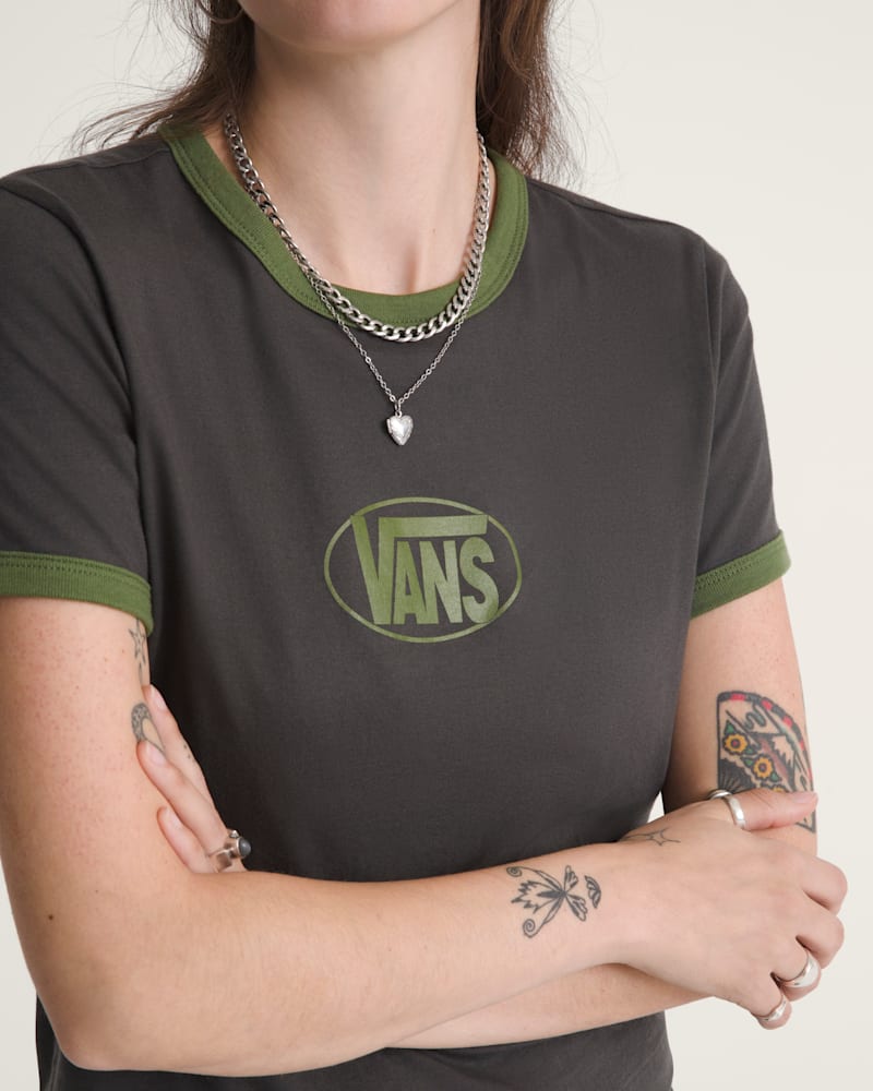 Женские футболки Vans Circle V Ringer T-Shirt — фото 5