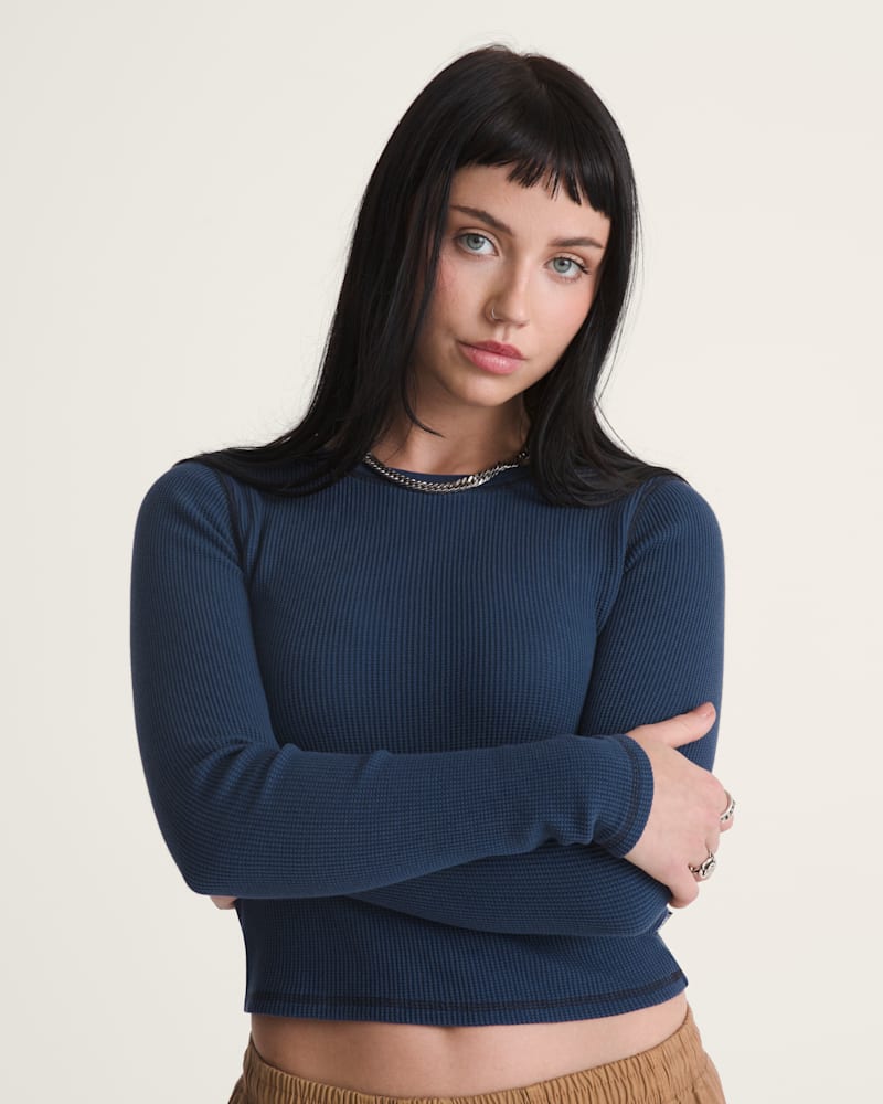 Женские рубашки Vans Waffle Long Sleeve Shirt — фото 3