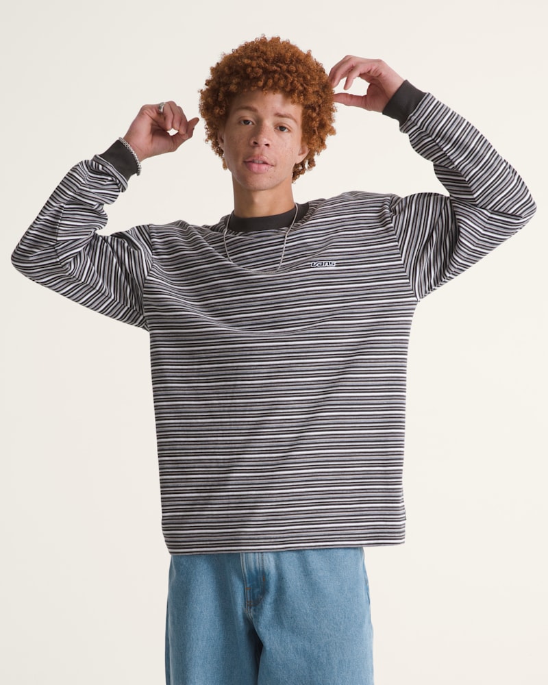 Рубашки Vans Wesley Stripe Long Sleeve Knit Shirt — фото 4