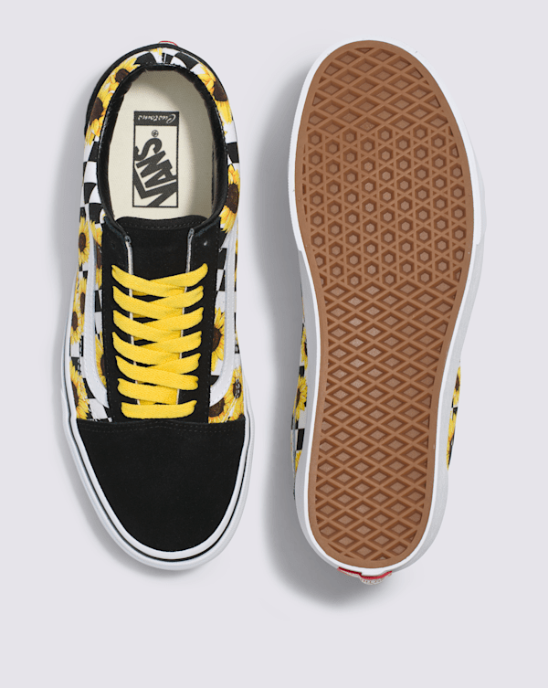 国内配送 VANS OLD SKOOL SUN FLOWER /WHITE Vans Old Skool x Sunflower Custom Handmade Shoes By Patch