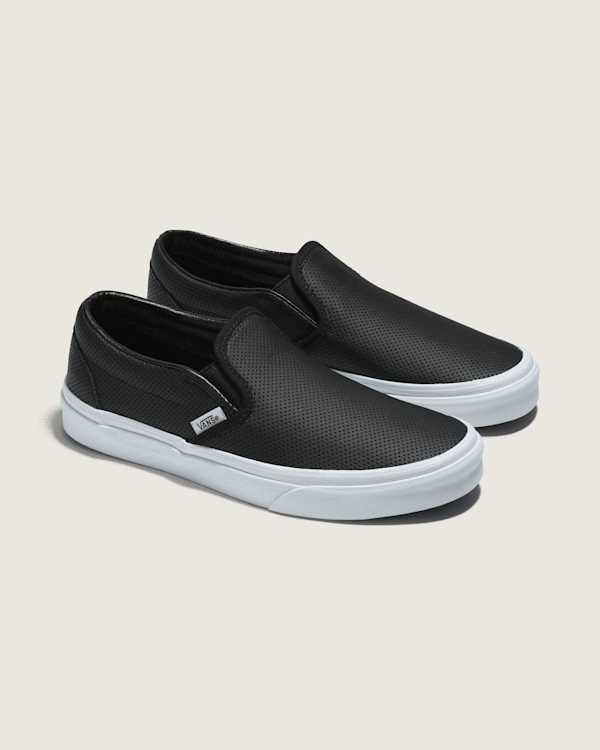☆VANS☆ Classic Slip-On Leather Black True White VN000CT5BP Vans Classic Slip On Black & White Shoes | Zumiez